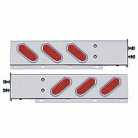 2-1/2" Bolt Pattern SS Spring Loaded Bar With 6 Oval 12 LED Lights & Visors - Red LEDs (Red Lens)
