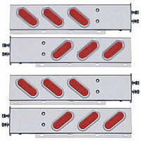 2-1/2" Bolt Pattern SS Spring Loaded Bar With 6 Oval 12 LED Lights & Visors - Red LEDs (Red Lens)