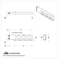 3-3/4" Bolt Pattern Chrome Spring Loaded Light Bar w 6 X 12 Red LED 4" Reflector Light - Red LEDs (Red or Clear Lens)