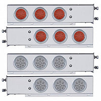 3-3/4" Bolt Pattern Chrome Spring Loaded Light Bar w 6 X 12 Red LED 4" Reflector Light - Red LEDs (Red or Clear Lens)