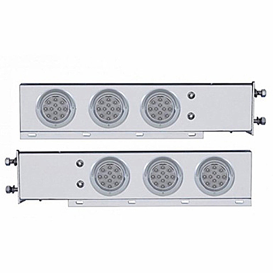 3-3/4" Bolt Pattern Chrome Spring Loaded Light Bar w 6 X 12 Red LED 4" Reflector Light - Red LEDs (Red or Clear Lens)