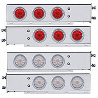 3-3/4" Bolt Pattern Chrome Spring Loaded Bar w 6 X 4" 10 Red LED Lights & Visors - Red LEDs (Red or Clear Lens)