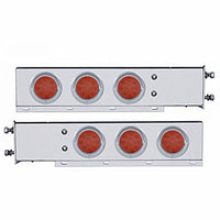 3-3/4" Bolt Pattern Deluxe SS Spring Loaded Bar w 6 X 12 LED 4" Light & Visors - Red LEDs (Red or Clear Lens)
