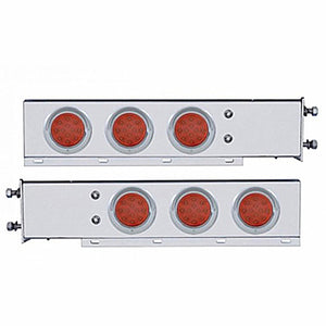 3-3/4" Bolt Pattern Deluxe SS Spring Loaded Bar w 6 X 12 LED 4" Light & Visors - Red LEDs (Red or Clear Lens)