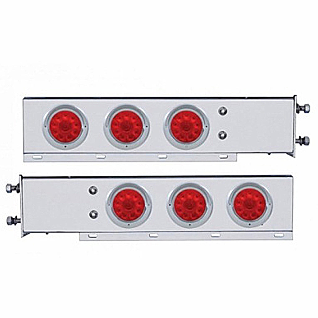 3-3/4" Bolt Pattern Deluxe SS Spring Loaded Bar w 6 X 10 LED 4" Lights & Visors - Red LEDs (Red or Clear Lens)