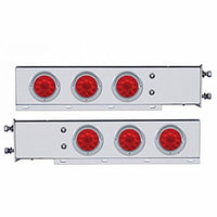 3-3/4" Bolt Pattern Deluxe SS Spring Loaded Bar w 6 X 10 LED 4" Lights & Visors - Red LEDs (Red or Clear Lens)