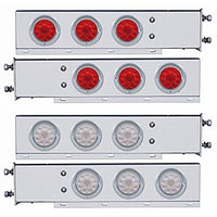 3-3/4" Bolt Pattern Deluxe SS Spring Loaded Bar w 6 X 10 LED 4" Lights & Visors - Red LEDs (Red or Clear Lens)
