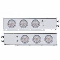 2-1/2" Bolt Pattern Chrome Spring Loaded Bar w 6 X 4" 10 LED Lights & Visors - Red LEDs (Red or Clear Lens)