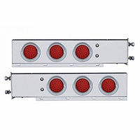 3-3/4" Bolt Pattern Chrome Spring Loaded Bar W/6X 36 Red LED 4" Lights & Visors - Red LEDs (Red or Clear Lens)