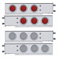 3-3/4" Bolt Pattern Chrome Spring Loaded Bar W/6X 36 Red LED 4" Lights & Visors - Red LEDs (Red or Clear Lens)