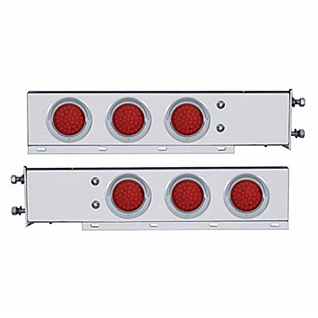 3-3/4" Bolt Pattern Deluxe SS Spring Loaded Bar w 6 X 36 LED 4" Light & Visors - Red LEDs (Red or Clear Lens)