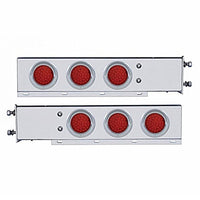 3-3/4" Bolt Pattern Deluxe SS Spring Loaded Bar w 6 X 36 LED 4" Light & Visors - Red LEDs (Red or Clear Lens)