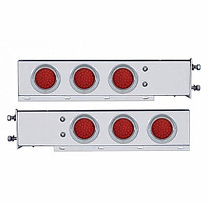 3-3/4" Bolt Pattern Deluxe SS Spring Loaded Bar w 6 X 36 LED 4" Light & Visors - Red LEDs (Red or Clear Lens)