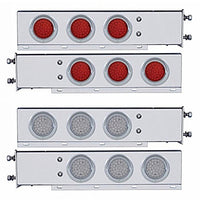 3-3/4" Bolt Pattern Deluxe SS Spring Loaded Bar w 6 X 36 LED 4" Light & Visors - Red LEDs (Red or Clear Lens)