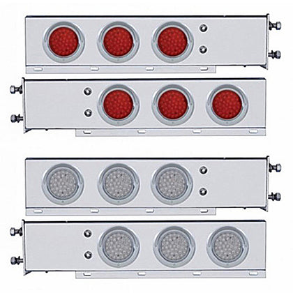 3-3/4" Bolt Pattern Deluxe SS Spring Loaded Bar w 6 X 36 LED 4" Light & Visors - Red LEDs (Red or Clear Lens)