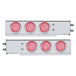 2-1/2" Bolt Pattern Chrome Spring Loaded Bar w 6 X 36 LED 4" Lights & Visors - Red LEDs (Red or Clear Lens)
