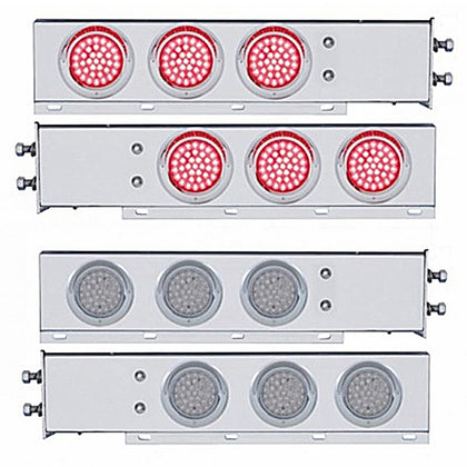 2-1/2" Bolt Pattern Chrome Spring Loaded Bar w 6 X 36 LED 4" Lights & Visors - Red LEDs (Red or Clear Lens)