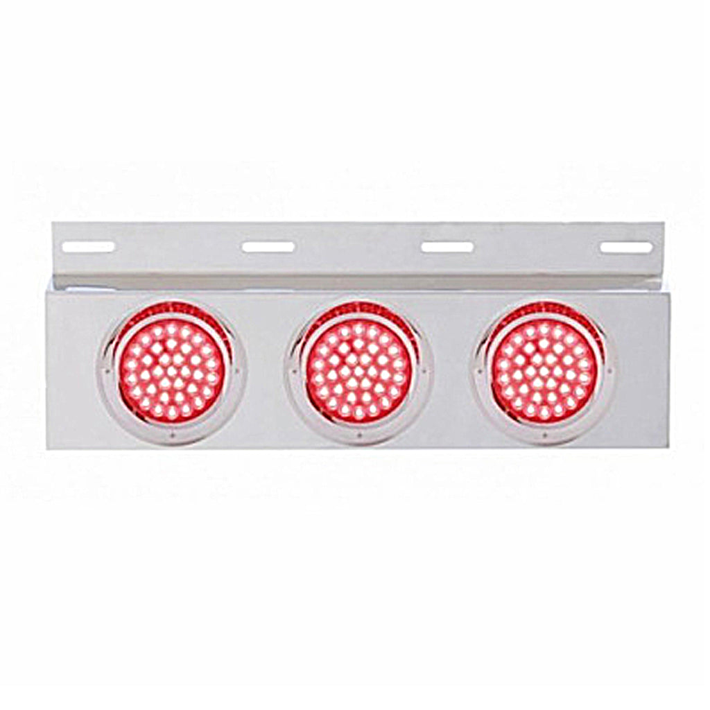Stainless Top Mud Flap Plate w 3 X 36 LED 4" Lights & Visors - Red LEDs (Red or Clear Lens)