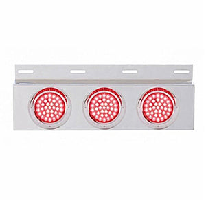 Stainless Top Mud Flap Plate w 3 X 36 LED 4" Lights & Visors - Red LEDs (Red or Clear Lens)