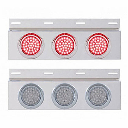 Stainless Top Mud Flap Plate w 3 X 36 LED 4" Lights & Visors - Red LEDs (Red or Clear Lens)