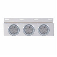 Stainless Top Mud Flap Plate w 3 X 36 LED 4" Lights & Visors - Red LEDs (Red or Clear Lens)