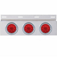Stainless Top Mud Flap Plate w 3 X 10 LED 4" Lights & Visors - Red LEDs (Red or Clear Lens)