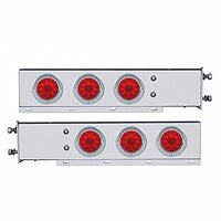 3-3/4" Bolt Pattern SS Spring Loaded Bar w 6 X 4" 10 LED Lights & Visors - Red LEDs (Red or Clear Lens)