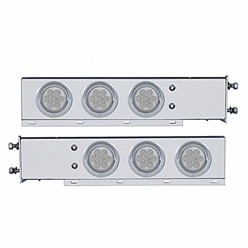 3-3/4" Bolt Pattern SS Spring Loaded Bar w 6 X 4" 7 LED Lights & Visors - Red LEDs (Red or Clear Lens)