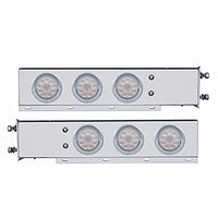 2-1/2" Bolt Pattern Stainless Steel Spring Loaded Bar w 6 X 4" 10 LED Lights & Visors - Red LEDs (Red or Clear Lens)