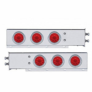 2" Bolt Pattern SS Spring Loaded Bar w 6 X 4" 10 LED Lights & Visors - Red LEDs (Red or Clear Lens)