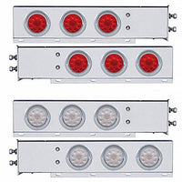 2" Bolt Pattern SS Spring Loaded Bar w 6 X 4" 10 LED Lights & Visors - Red LEDs (Red or Clear Lens)