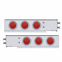 2" Bolt Pattern SS Spring Loaded Light Bar w 6 X 4" 7 LED Lights & Visors - Red LEDs (Red or Clear Lens)