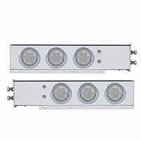 2" Bolt Pattern SS Spring Loaded Light Bar w 6 X 4" 7 LED Lights & Visors - Red LEDs (Red or Clear Lens)