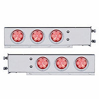 3-3/4" Bolt Pattern Chrome Spring Loaded Bar w 6 X 4" 7 Red LED Lights & Visors - Red LEDs (Red or Clear Lens)