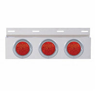 Stainless Top Mud Flap Plate w 3 X 7 LED 4" Lights & Visors - Red LEDs (Red or Clear Lens)