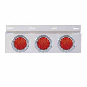Stainless Top Mud Flap Plate w 3 X 7 LED 4" Lights & Visors - Red LEDs (Red or Clear Lens)