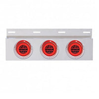 Stainless Top Mud Flap Plate w 3 X 21 LED 4" GloLight & Visors - Red LEDs (Red or Clear Lens)