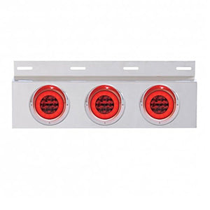 Stainless Top Mud Flap Plate w 3 X 21 LED 4" GloLight & Visors - Red LEDs (Red or Clear Lens)
