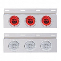 Stainless Top Mud Flap Plate w 3 X 21 LED 4" GloLight & Visors - Red LEDs (Red or Clear Lens)