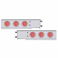 3-3/4" Bolt Pattern SS Spring Loaded Bar w 6 X 36 LED 4" Lights & Visors - Red LEDs (Red or Clear Lens)