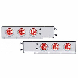 3-3/4" Bolt Pattern SS Spring Loaded Bar w 6 X 36 LED 4" Lights & Visors - Red LEDs (Red or Clear Lens)