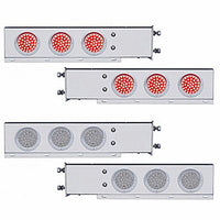 3-3/4" Bolt Pattern SS Spring Loaded Bar w 6 X 36 LED 4" Lights & Visors - Red LEDs (Red or Clear Lens)