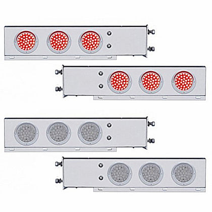 3-3/4" Bolt Pattern SS Spring Loaded Bar w 6 X 36 LED 4" Lights & Visors - Red LEDs (Red or Clear Lens)
