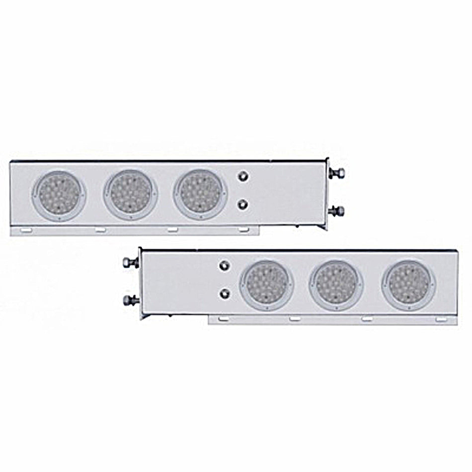 3-3/4" Bolt Pattern SS Spring Loaded Bar w 6 X 36 LED 4" Lights & Visors - Red LEDs (Red or Clear Lens)
