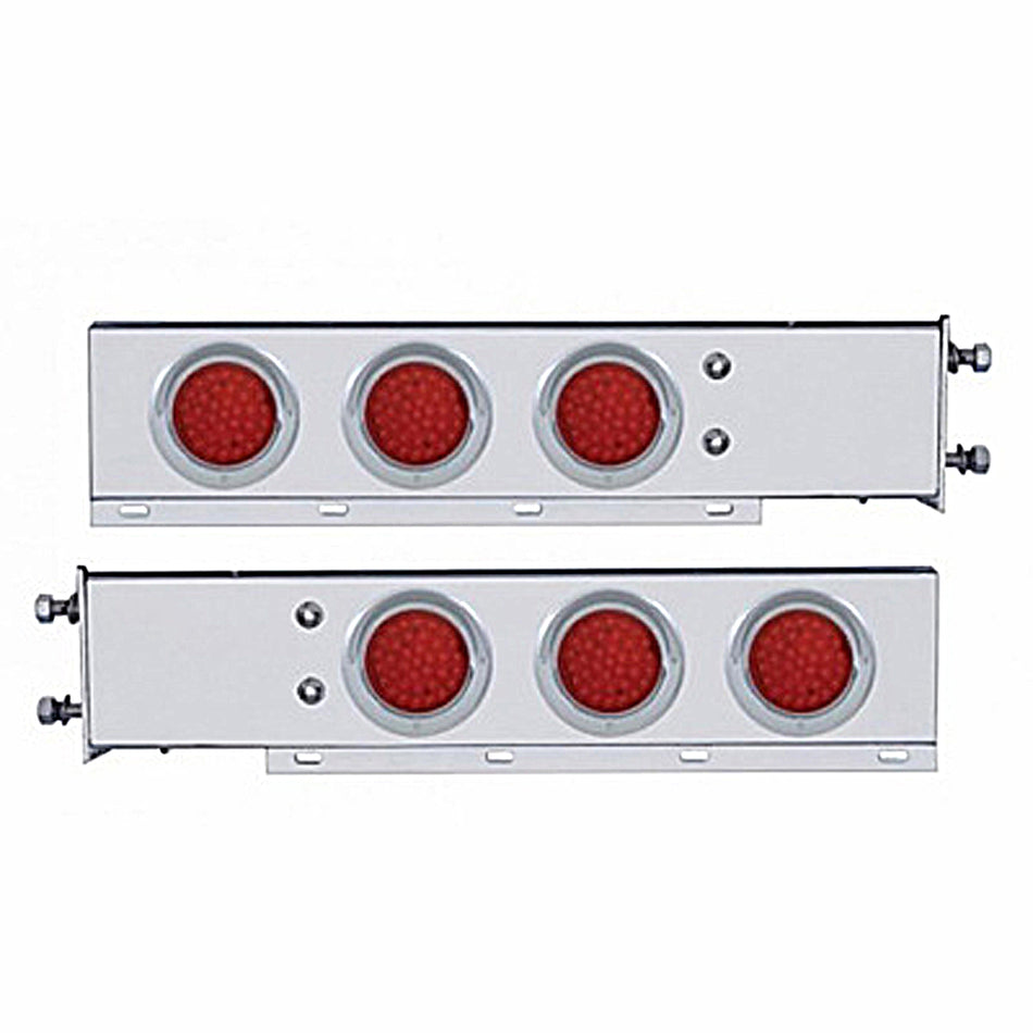 2-1/2" Bolt Pattern SS Spring Loaded Bar w 6 X 36 LED 4" Lights & Visors - Red LEDs (Red or Clear Lens)