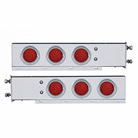 2-1/2" Bolt Pattern SS Spring Loaded Bar w 6 X 36 LED 4" Lights & Visors - Red LEDs (Red or Clear Lens)