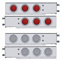 2-1/2" Bolt Pattern SS Spring Loaded Bar w 6 X 36 LED 4" Lights & Visors - Red LEDs (Red or Clear Lens)
