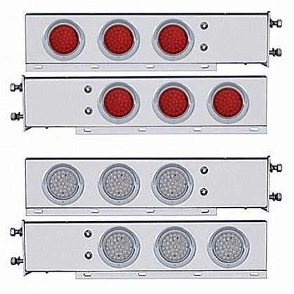 2-1/2" Bolt Pattern SS Spring Loaded Bar w 6 X 36 LED 4" Lights & Visors - Red LEDs (Red or Clear Lens)