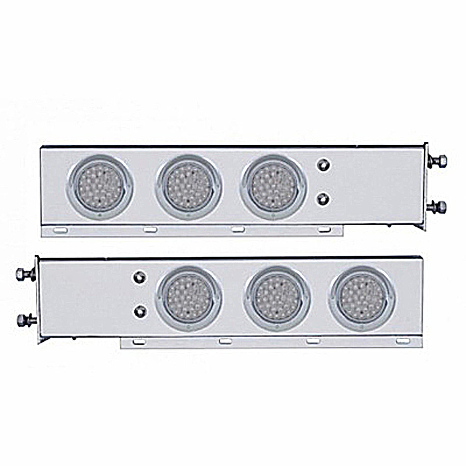 2-1/2" Bolt Pattern SS Spring Loaded Bar w 6 X 36 LED 4" Lights & Visors - Red LEDs (Red or Clear Lens)