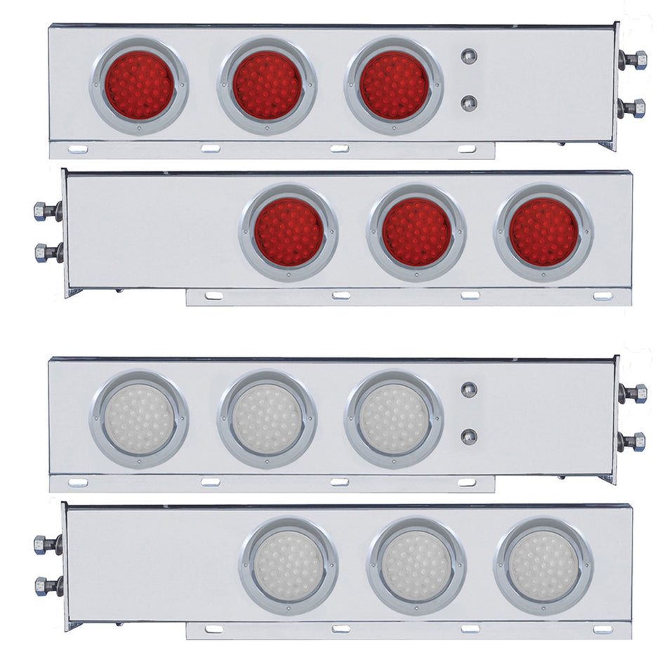 2" Bolt Pattern SS Spring Loaded Bar w 6 X 36 LED 4" Lights & Visors - Red LEDs (Red or Clear Lens)